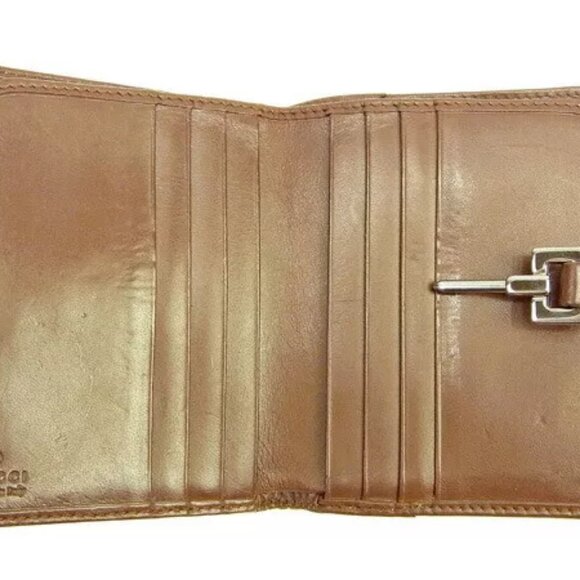 GUCCI W Hook Wallet GG Canvas ?~ Beige Canvas ?~ Leather Authentic Used - Picture 3 of 6